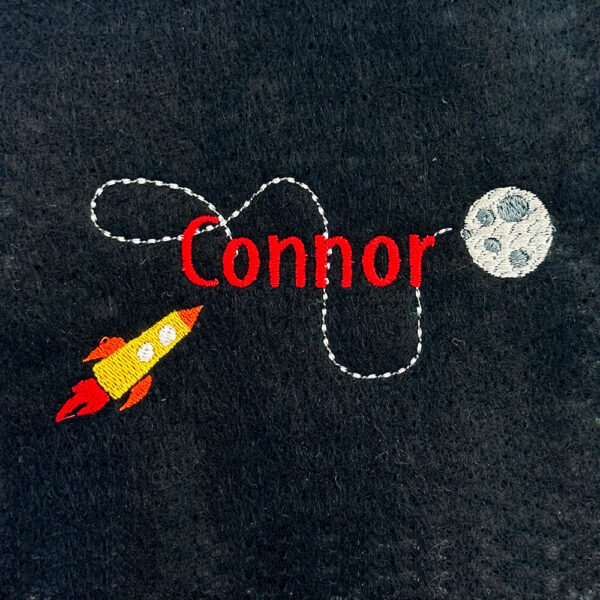 Rocketship to the Moon Embroidery Design