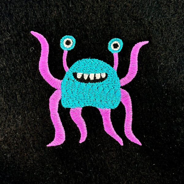 squid alien embroidery design