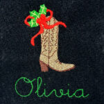 Christmas Cowboy Boot Embroidery Design
