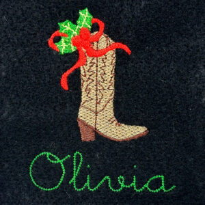 Christmas Cowboy Boot Embroidery Design