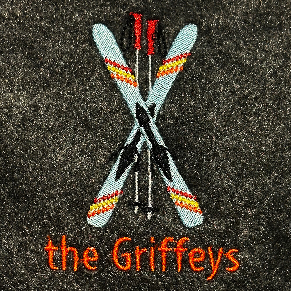 Crossed Skis and Poles Embroidery Design