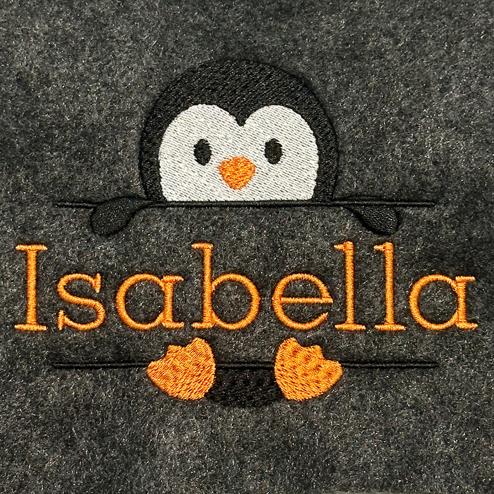 Split Penguin Embroidery Design