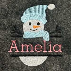 Split Snowman Embroidery Design