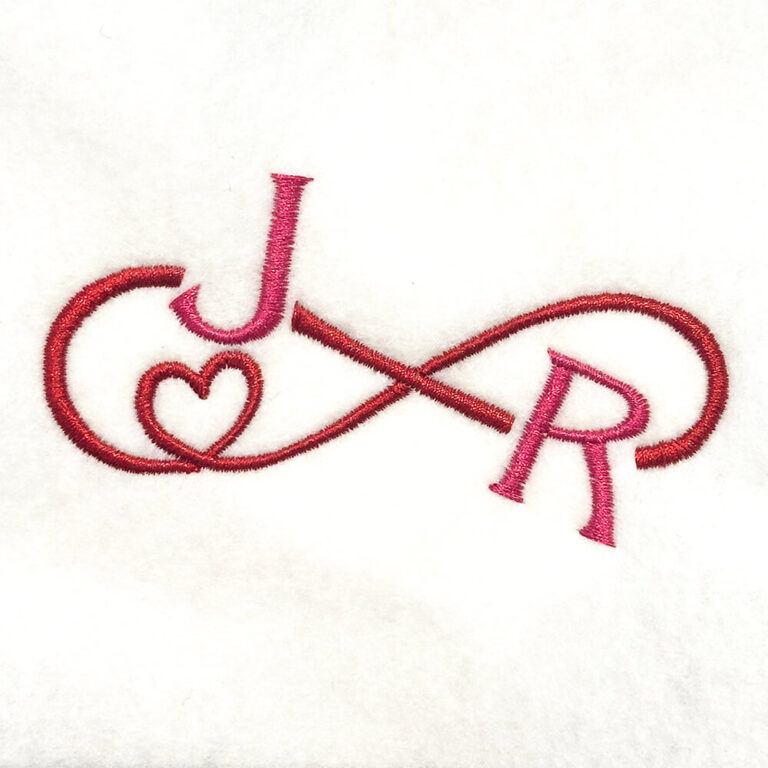 Infinity with Heart to Customize with Initials - Machine Embroidery Geek