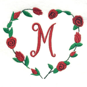Rosebud Heart Wreath Embroidery Design