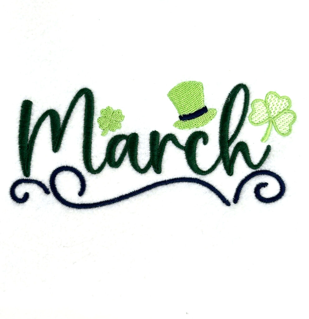 March filled with shamrocks machine embroidery design 