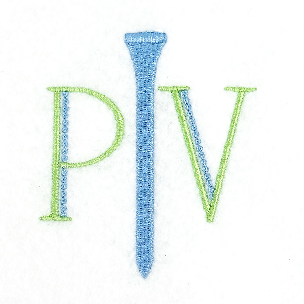 Golf Tee for Split Monogram Embroidery Design