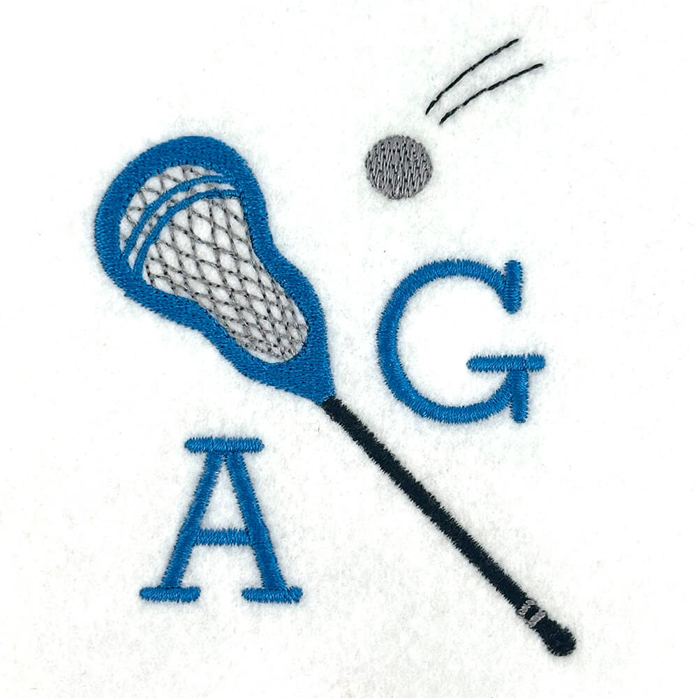 Lacrosse Stick and Ball Embroidery Design
