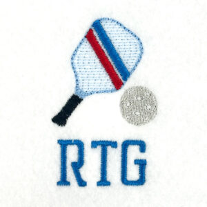 Pickleball Racquet and Ball Embroidery Design