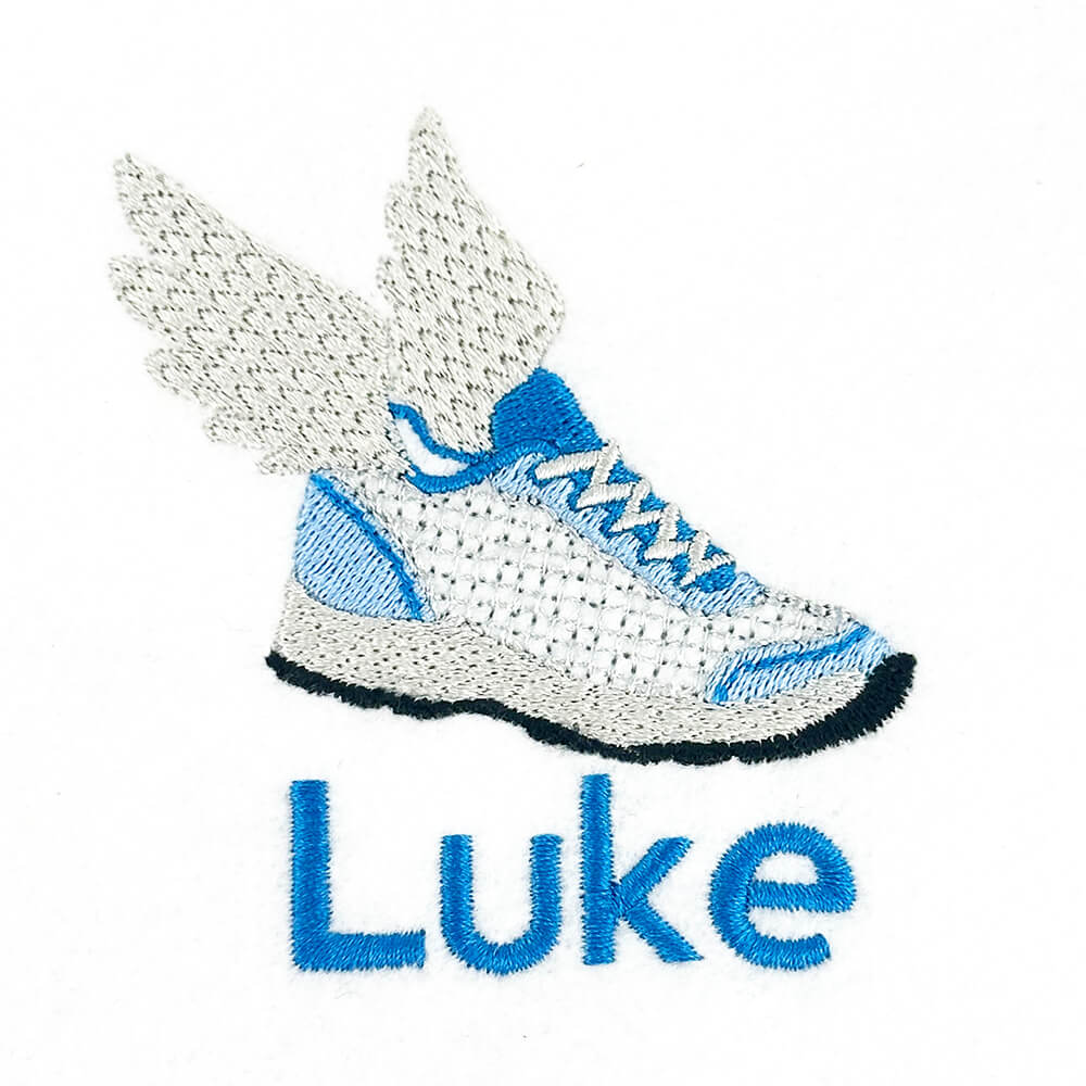 Running Shoe with Wings Embroidery Design