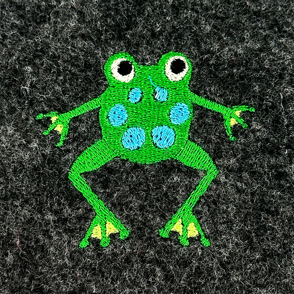Colorful Modern Frog Embroidery Design