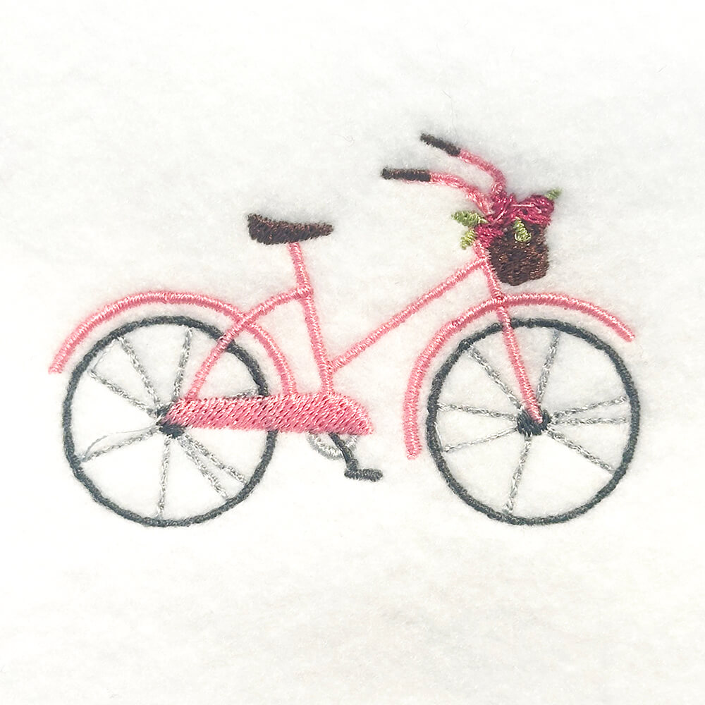 Retro Bicycle with Flowers in Basket Embroidery Design