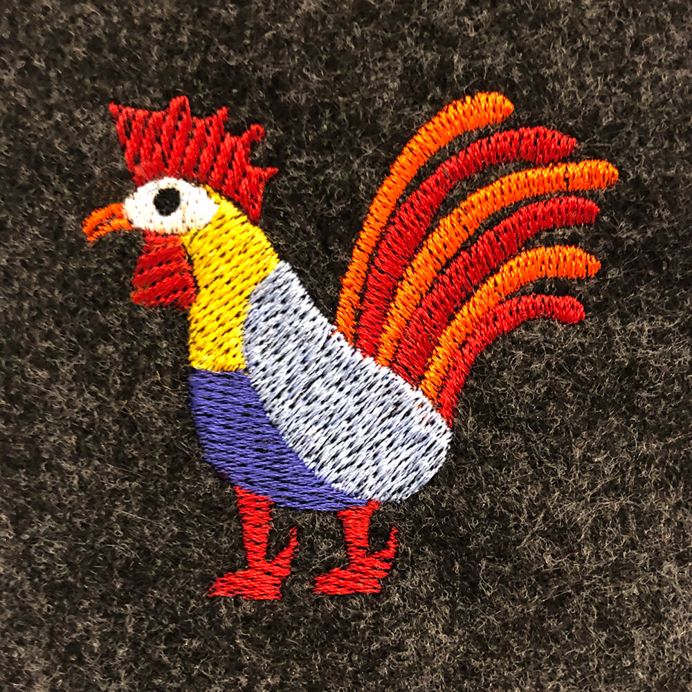 Colorful Modern Rooster Embroidery Design