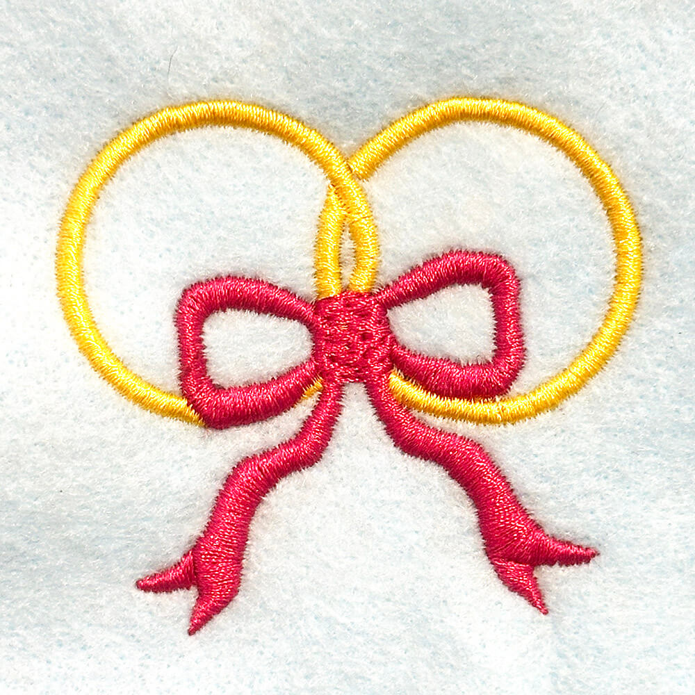 Pair of Wedding Rings with Bow Embroidery Design
