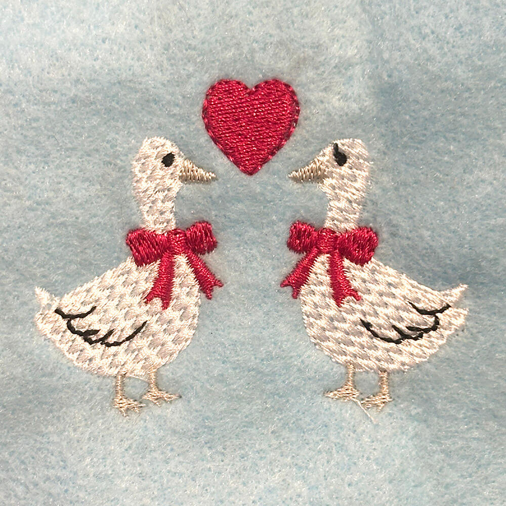 Pair of Wedding Geese Embroidery Design