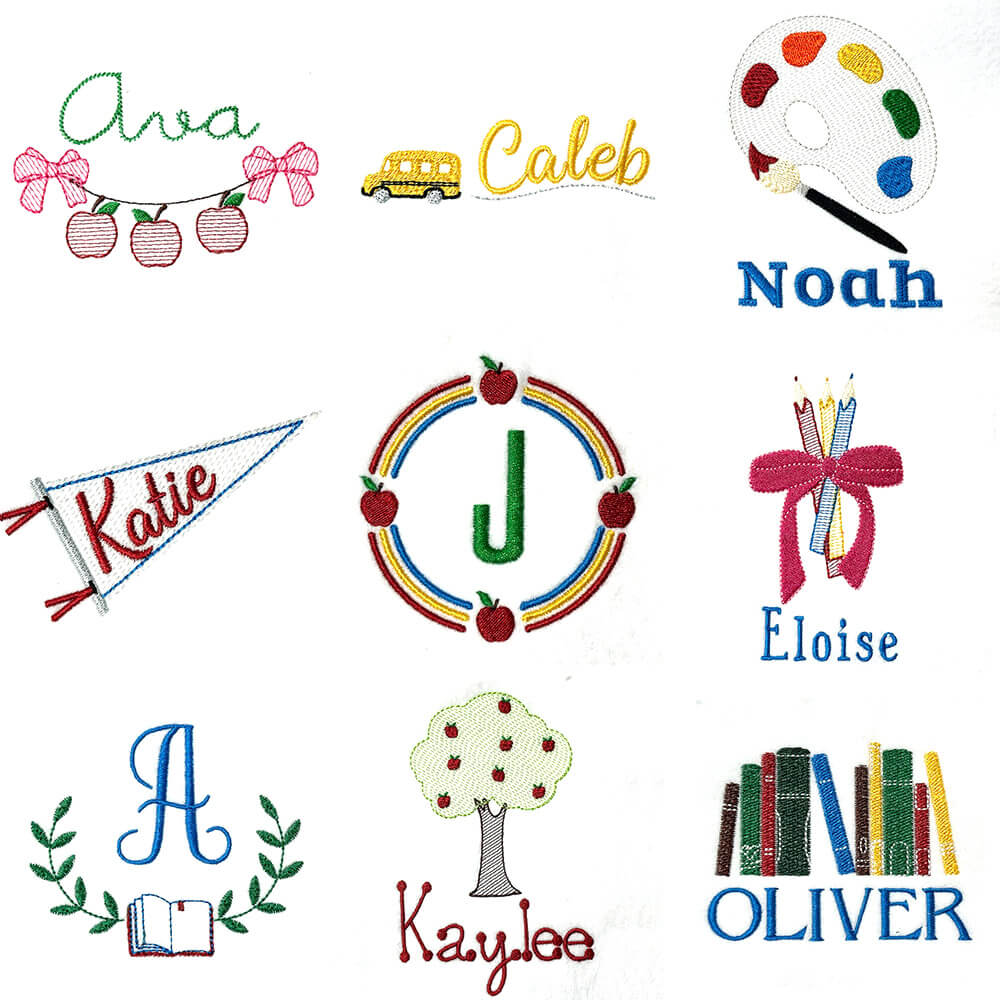 Apple and Ink Embroidery Design Set