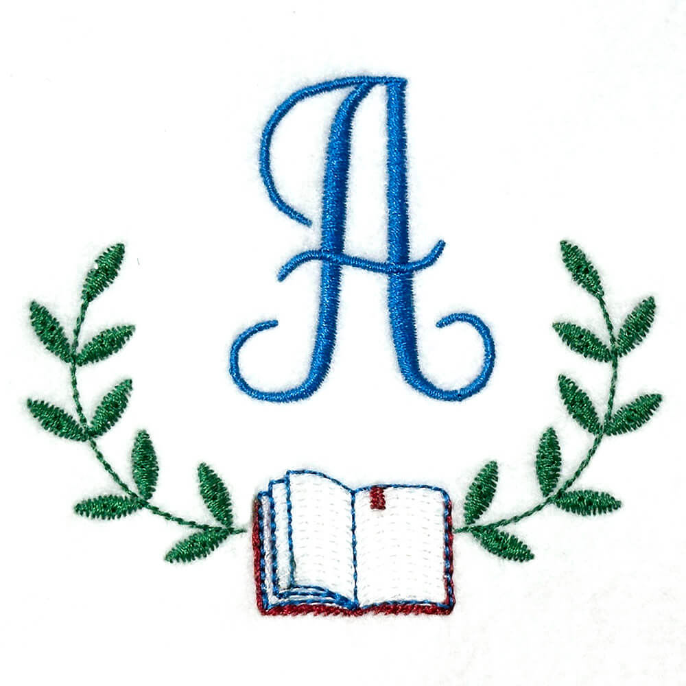 Open Book Wreath Embroidery Design