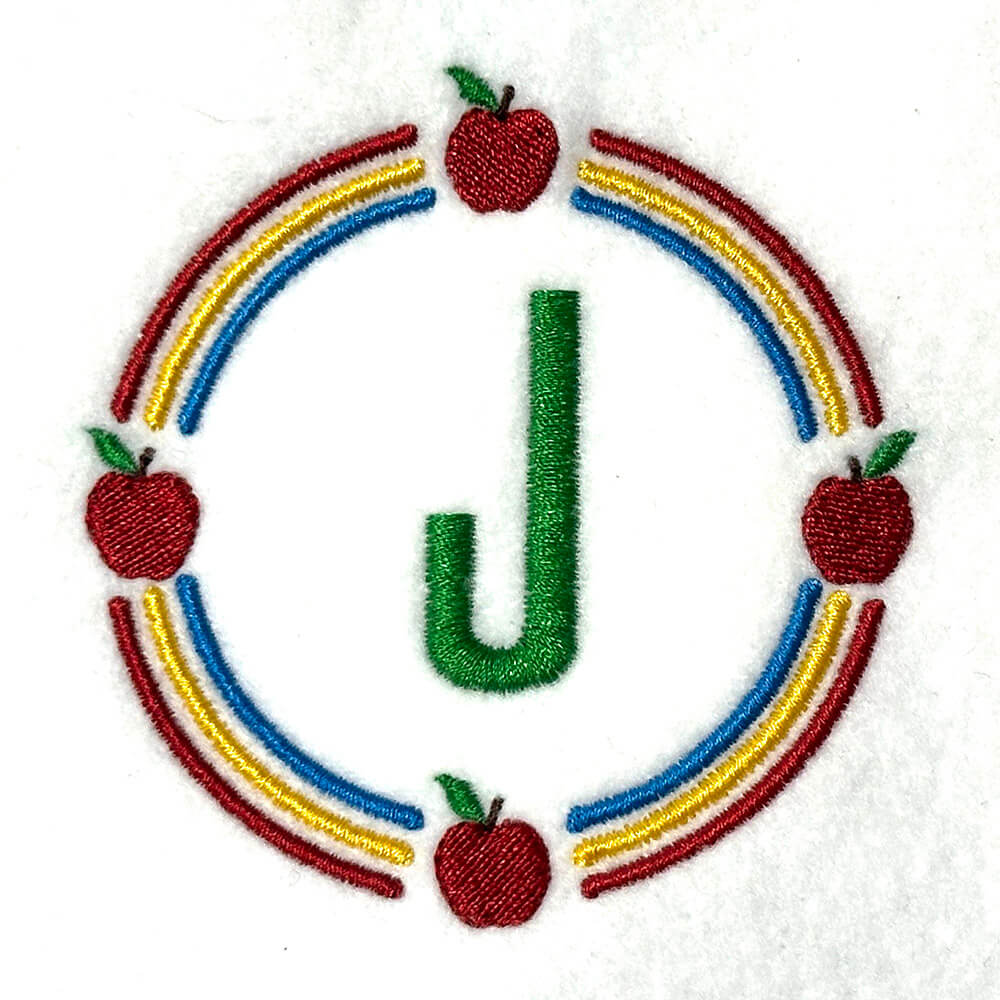 Rainbow Apple Frame Embroidery Design