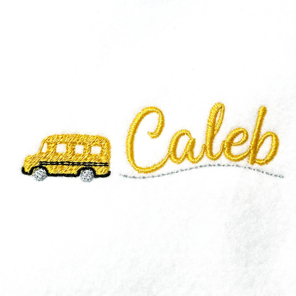 School Bus on a Path Embroidery Design